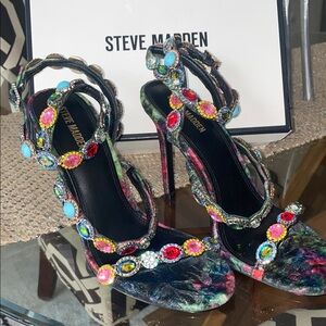 Jeweled Strappy Heels — Size 8